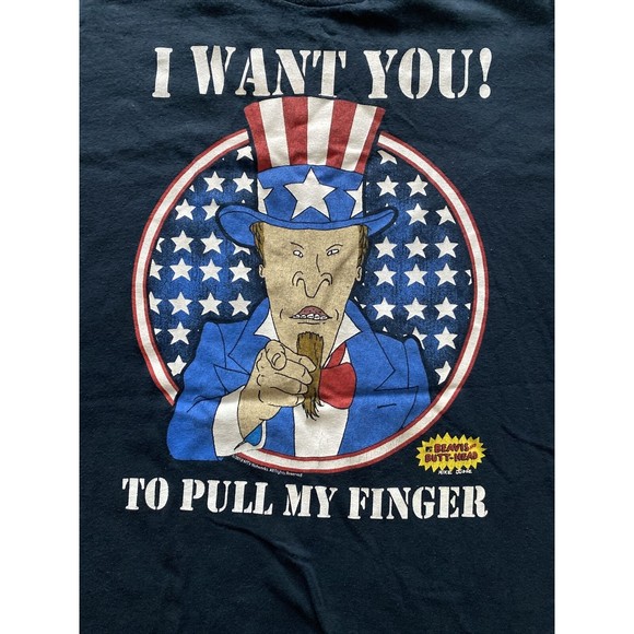 Beavis and Butthead MTV 2010 Shirt Uncle Sam "I Want You To Pull My Finger" XL - Picture 2 of 8